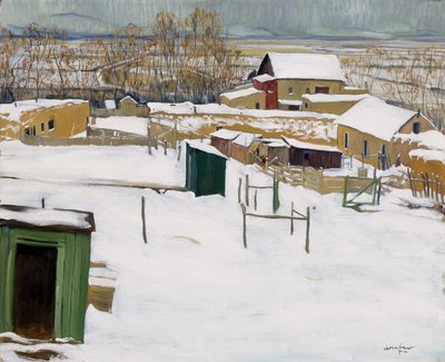 雪の中のタオス、1914〜20年頃 作： Walter Ufer